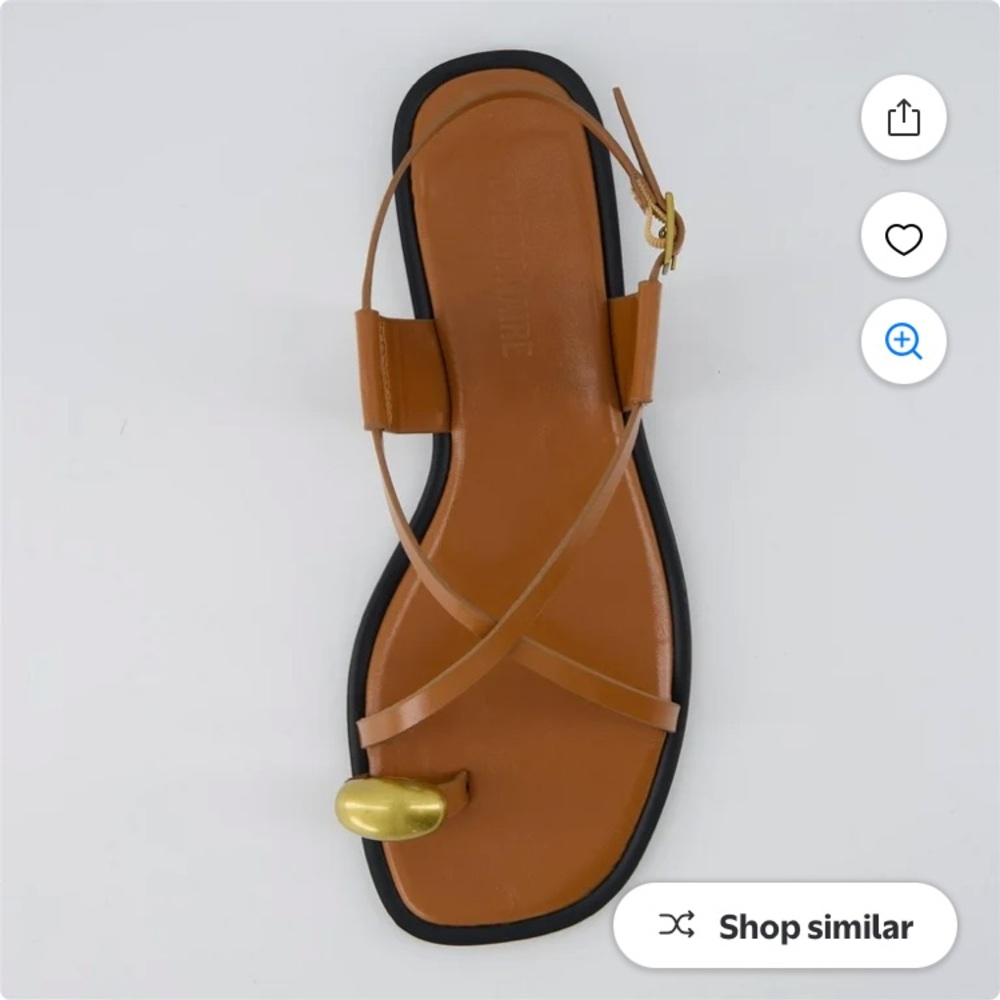 Cushionaire Leather Toe Ring Sandal in Tan with Gold Accent